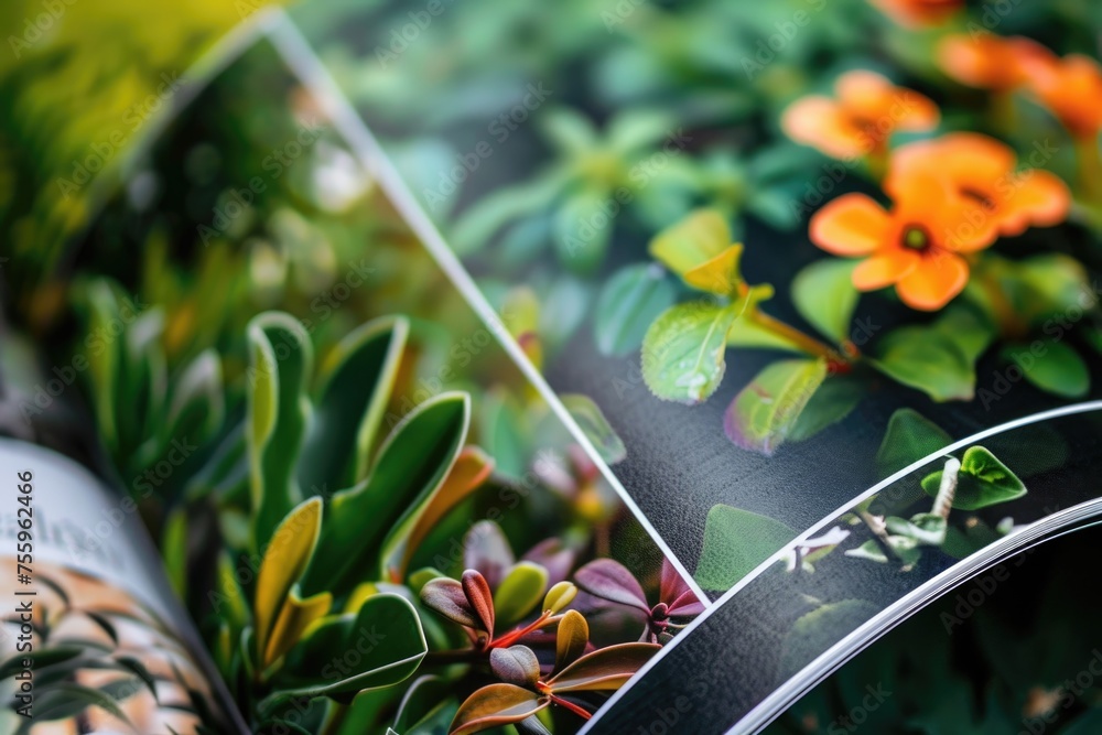 Aufkleber A close up image of a book with a bunch of flowers. Suitable for various designs and projects.
