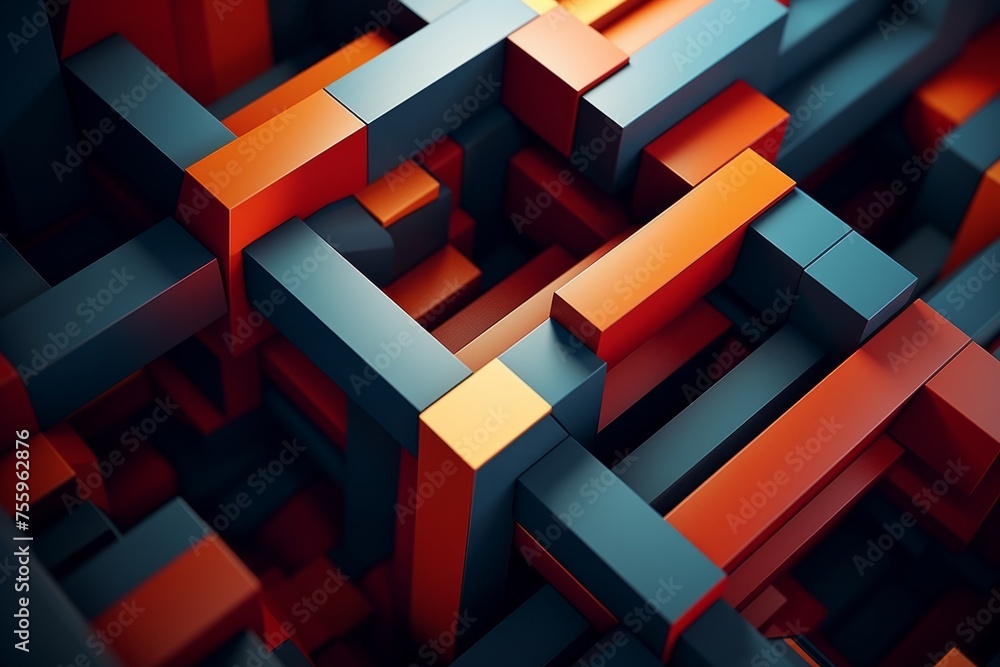Poster a 3d animation of geometric shapes merging and separating in a rhythmic pattern
