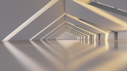 Abstract architecture background geometric tunnel 3d render