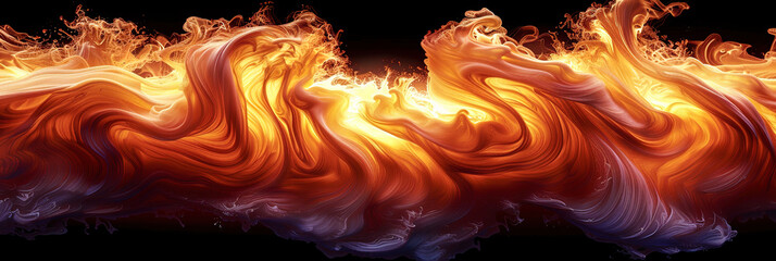 Orange and yellow colors swirled on a black background