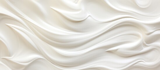A close up of a silky white buttercream texture, resembling the pattern of soft linens. Made with dairy ingredients, perfect for desserts and cuisine - obrazy, fototapety, plakaty