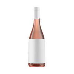 An image of a White Rose Wine Bottle with label isolated on a white background