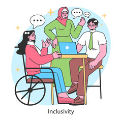 Empowerment. Diverse group collaboration, workplace inclusivity. Woman