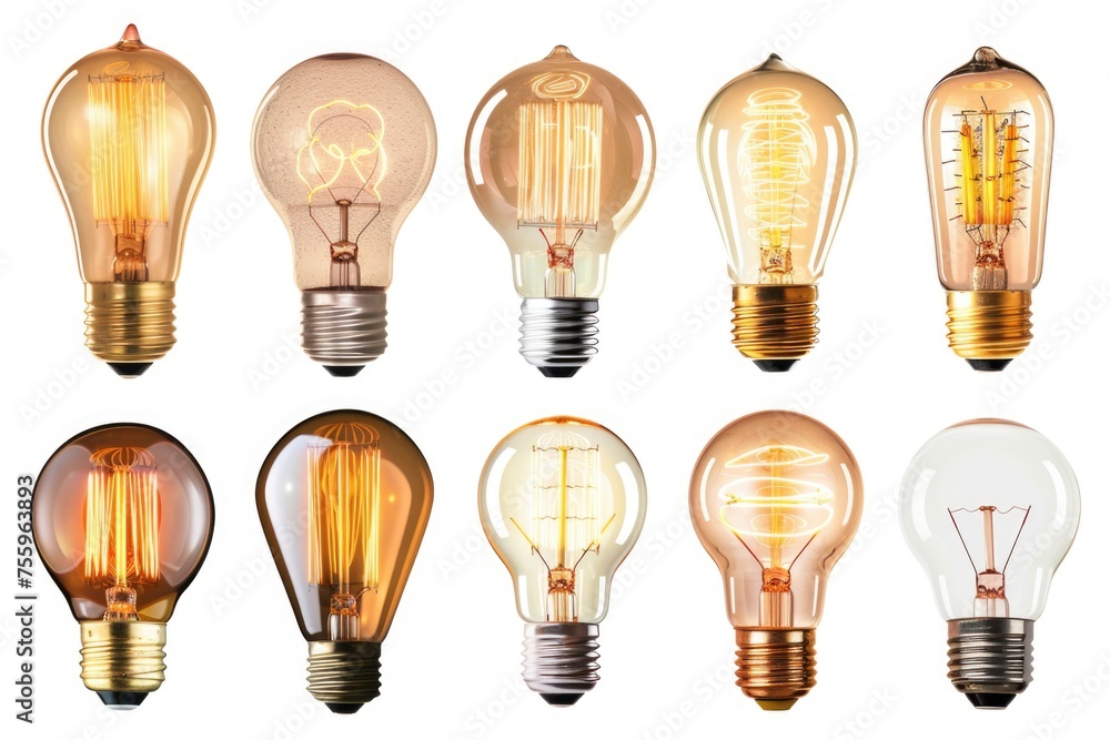Aufkleber A group of different types of light bulbs. Suitable for illustrating energy efficiency concepts.