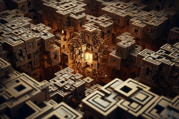 A close up of a 3D fractal cube with intricate fractal patterns and mesmerizing geometry with captivating motion