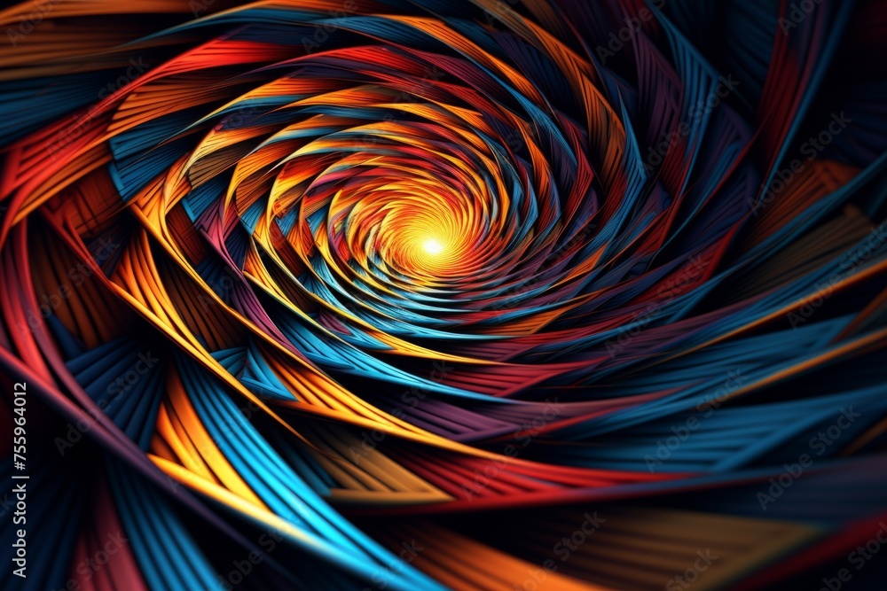 Poster a close up of a 3d hypnotic pattern with intricate geometric symmetry and mesmerizing colors with ca