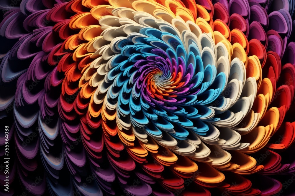 Poster a close up of a 3d hypnotic pattern with intricate geometric symmetry and mesmerizing colors with ca