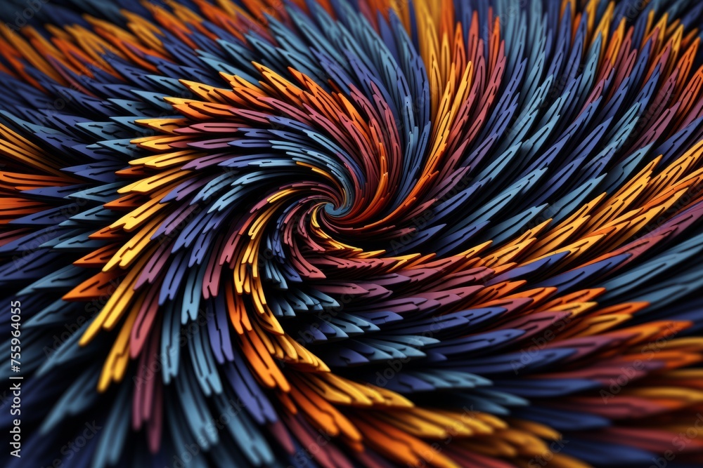 Poster a close up of a 3d hypnotic pattern with intricate geometric symmetry and mesmerizing colors with ca