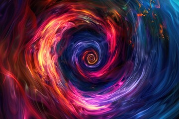 Multicolored vortex energy cosmic spiral waves colorfull. The colors are bright and vibrant, creating a sense of energy and excitement