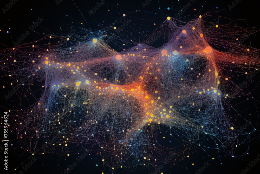 Poster a close-up of a neural network's learning process
