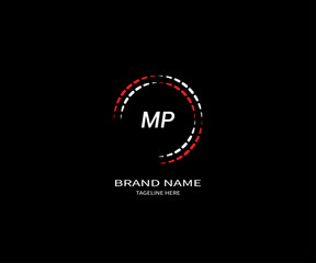 Fototapeta premium MP LETTER LOGO Design ONE BLACK BACKGROUND