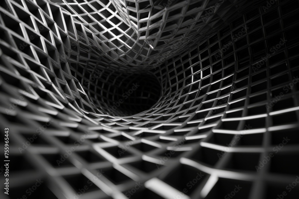 Poster a dynamic photo of a 3d grid structure pulsating and evolving
