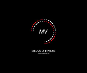 MV LETTER LOGO Design ONE BLACK BACKGROUND