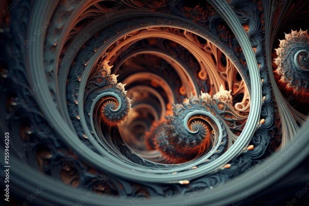 Poster a fluid motion shot of a 3d fractal evolving with mesmerizing complexity
