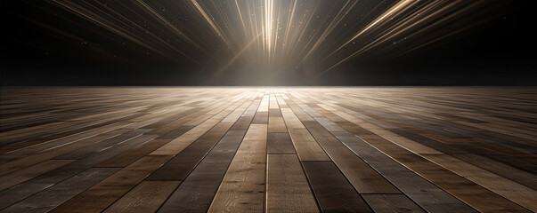 Wide shot of an empty wooden floor