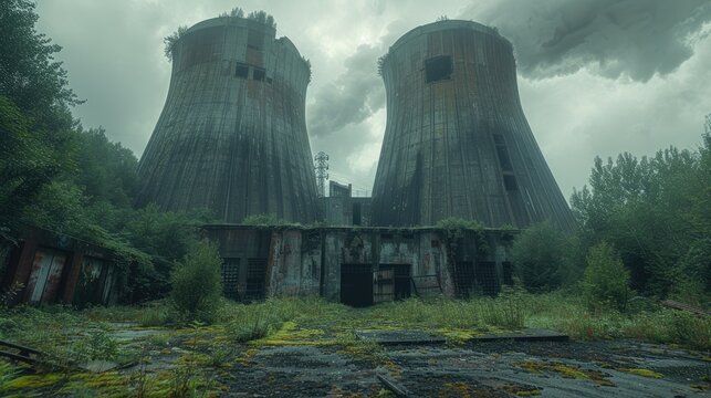 Abandoned nuclear power plant overgrown with nature salvaging its reign