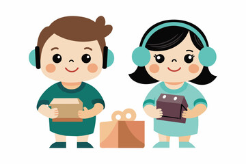 best baby couple carton and headphone artwork