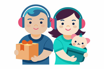 best baby couple carton and headphone artwork