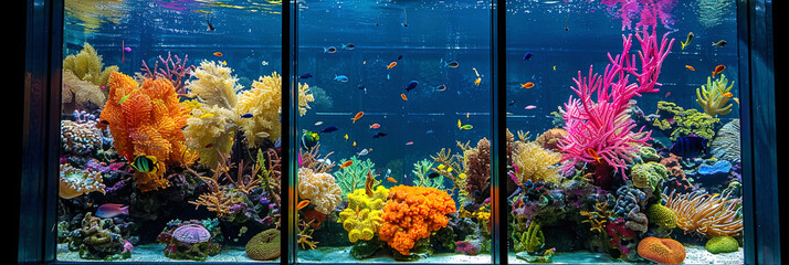 A collection of vibrant fish swimming in a fully stocked aquarium