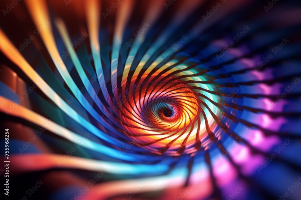 Poster an abstract image of a hypnotizing 3d spiral expanding and contracting