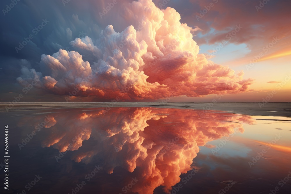 Poster an abstract image of distorted cloud formations, transforming the sky's appearance