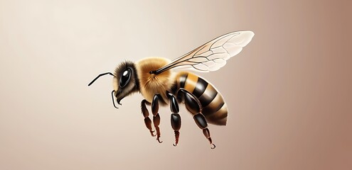 isolated on soft background with copy space flying bee concept