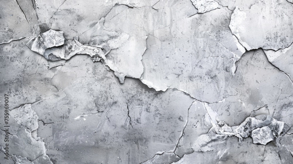 Poster a black and white image of a cracked wall texture. perfect for backgrounds or design projects.