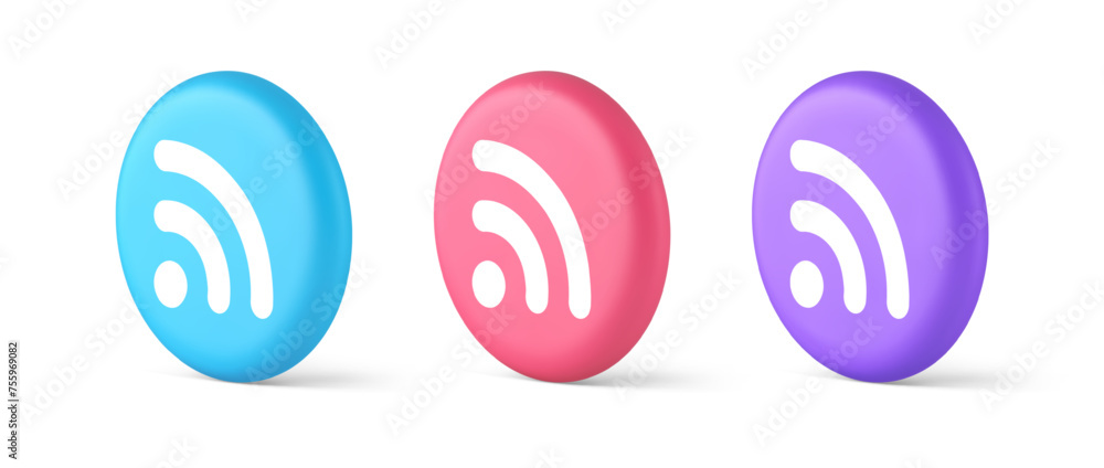 Poster wifi available access button wireless internet connection signal 3d realistic isometric circle icon