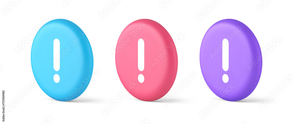 Aufkleber exclamation mark keyboard button important attention point cyberspace communication 3d circle icon
