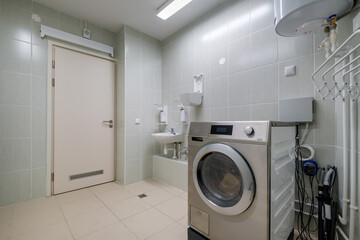 washing machine in modern bathroom