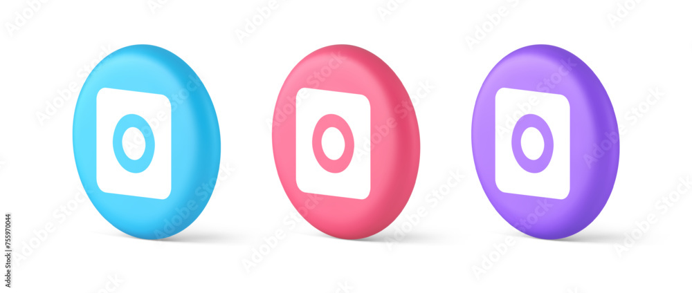 Poster camera photo video shooting button multimedia content creation web application 3d circle icon