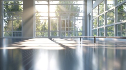 An empty room with a bench, suitable for various design concepts.