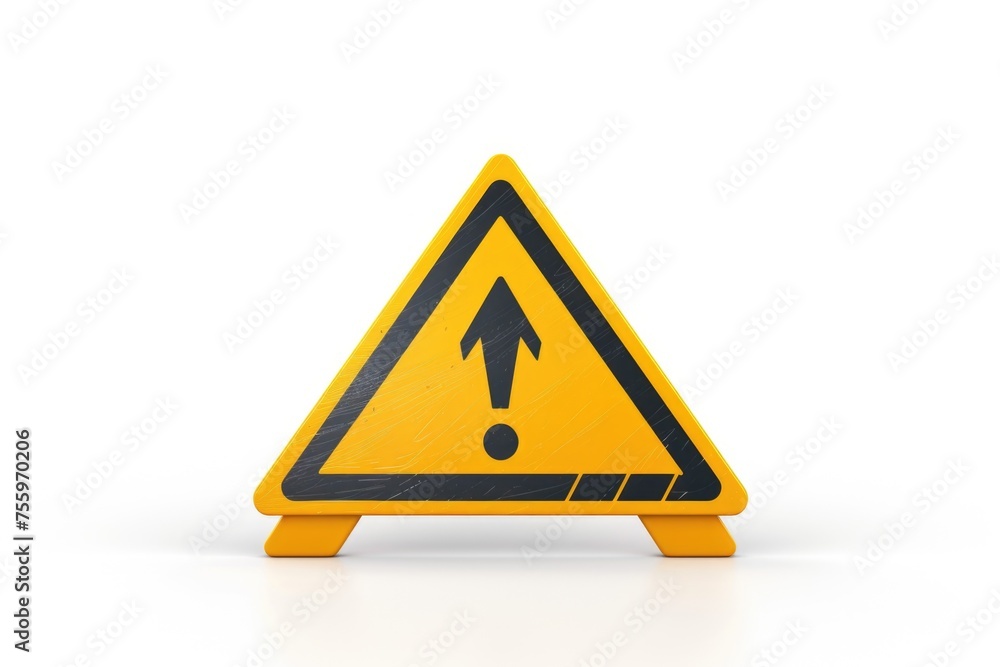 Poster A yellow triangular warning sign with a black and white stripe. Suitable for safety and caution concepts.