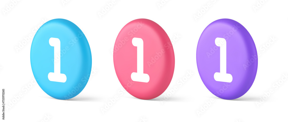 Poster one number button finance counting panel keyboard user interface 3d realistic isometric circle icon