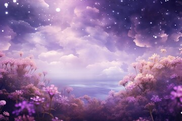 A celestial background displaying shades of lavender and lilac