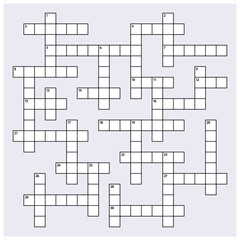 Crossword puzzle game template. Puzzle game blank vector graphic.