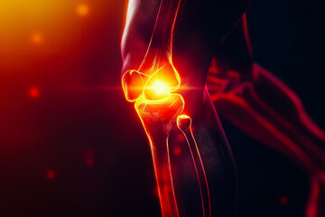 Glowing Knee Joint Pain Illustration