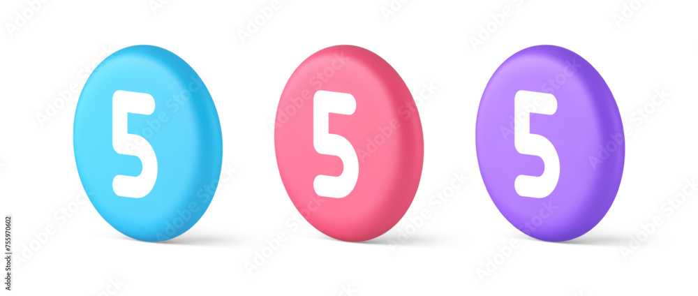 Poster five character calculator keyboard button financial counting 3d realistic isometric circle icon