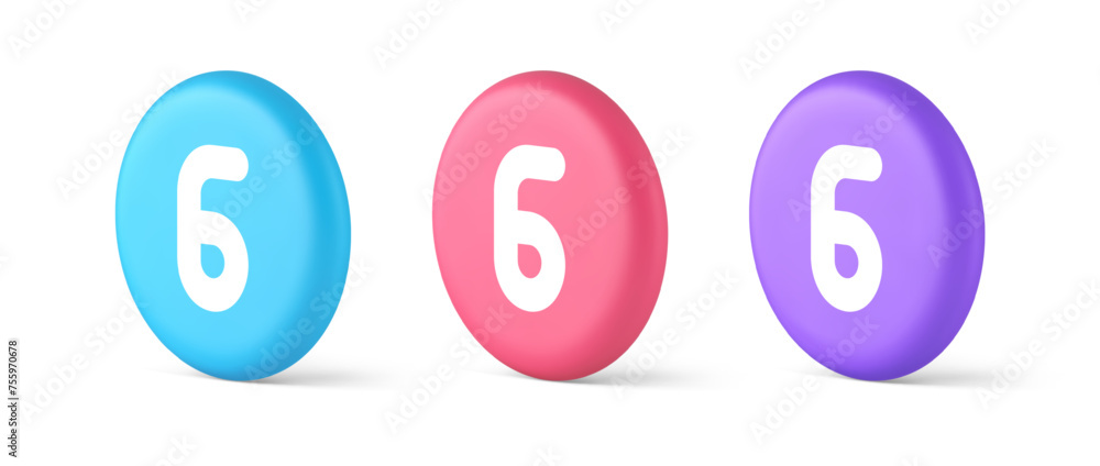 Poster six button number calculator finance counting user interface keyboard panel 3d isometric circle icon