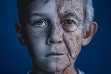 Young Boy and Old Man Composite Face