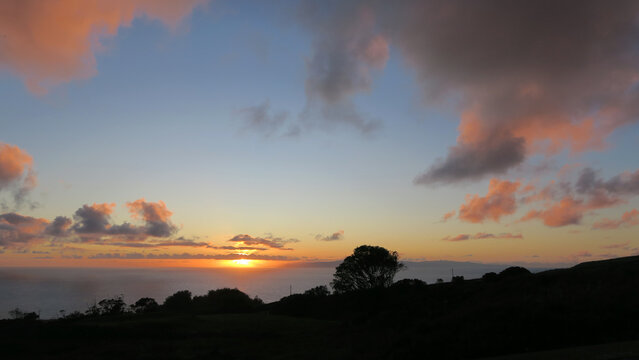Viewpoint from Terceira Island where you can see Pico Island and S&atilde;o Jorge Island (Azores archipelago) in the atlantic ocean            