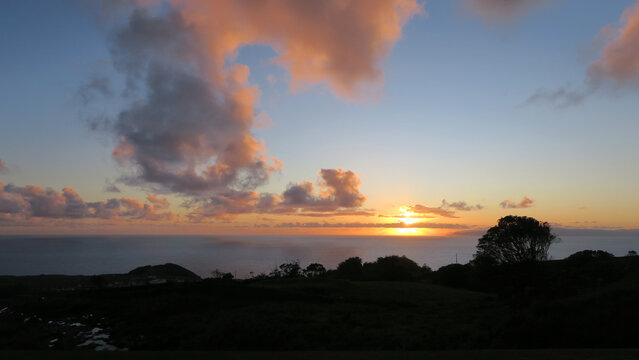 Viewpoint from Terceira Island where you can see Pico Island and S&atilde;o Jorge Island (Azores archipelago) in the atlantic ocean            