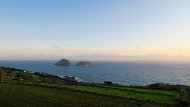 View of the Ilh&eacute;us das Cabras are located southeast of the city of Angra do Hero&iacute;smo, Terceira Island, Azores Archipelago.