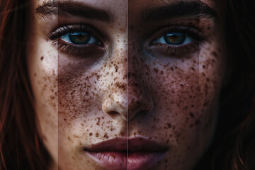 Portrait of Freckled Faces in Contrast
