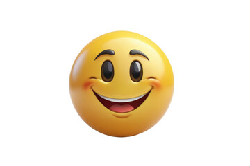 Fototapeta premium Emoji of a single :) , captured as a high-quality stock photograph, isolated against a pure white backdrop, lighting enhancing its convex contours, focus sharp, implying a subtle shadow