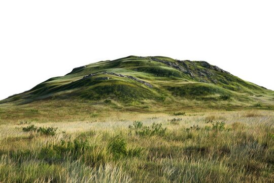 Scenic view of a grassy field with a majestic mountain backdrop. Ideal for travel and nature concepts.