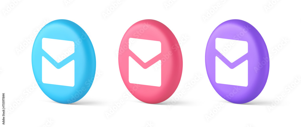 Poster email letter incoming message closed envelope mobile application button 3d isometric circle icon