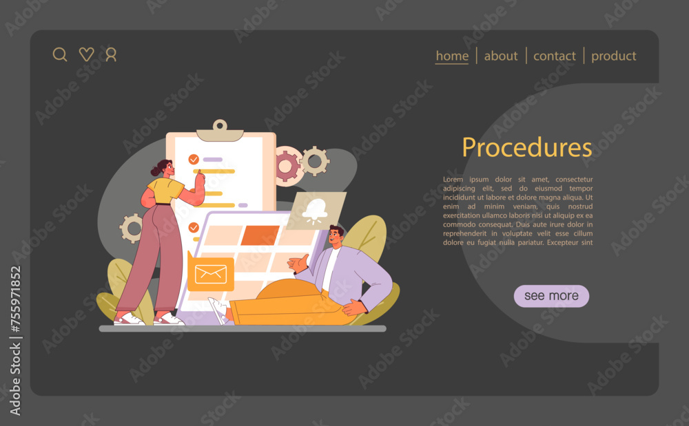 Poster operational workflow optimization concept. streamlining tasks for business efficiency.
