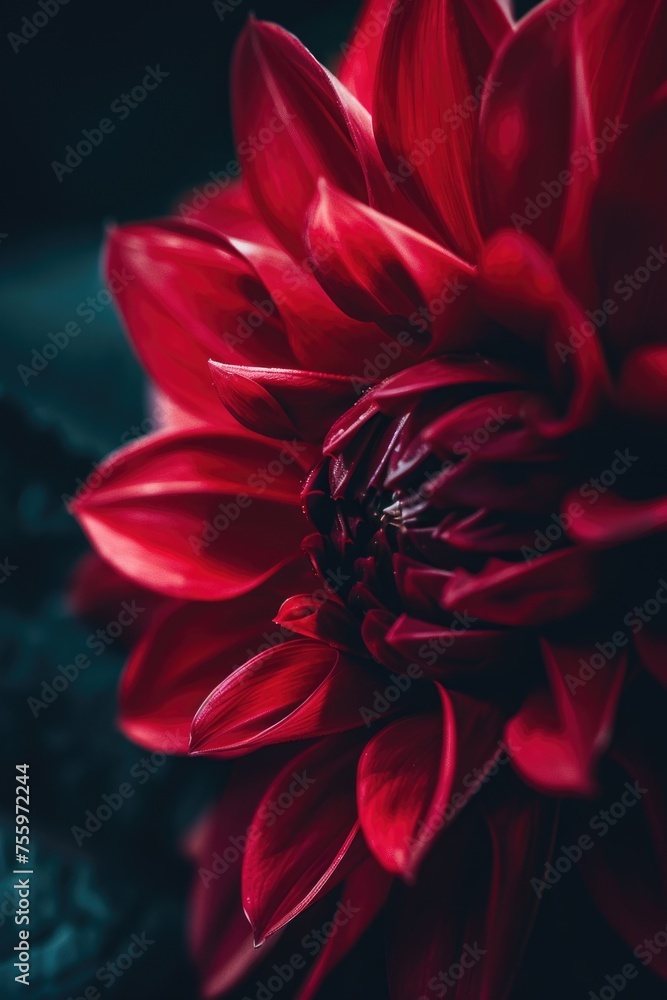 Poster close up of a vibrant red flower, suitable for various design projects.