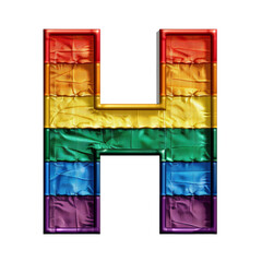 Pride Flag Styled Letter H Isolated on Transparent or White Background, PNG